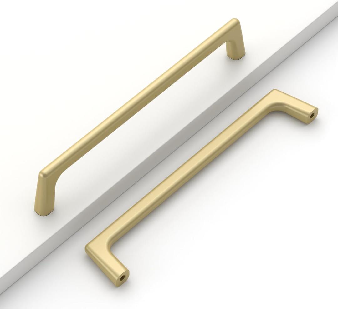 10 Pack 6-1/4"(160mm) Gold Handles for Cabinets Kitchen Cabinet Pulls Matte Gold Dresser Handles Drawers Hardware for Cabinets