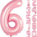 40 Inch Giant Pink Number Balloon, Mylar Foil Helium Pink Balloons for Birthday Party, Number 6 Balloon for Birthday Decorations, Pink 6 Balloon for 6th Birthday Decorations Girls