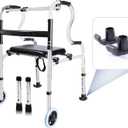 Front Wheel Walker - Walkers for Seniors with Seat, Stand Assist, Adult Folding Walker with Seat, Narrow Walkers for Small Spaces, Lightweight Stand Up Walking Aid Foldable for Adult (Silver)