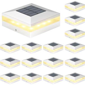 Viewsun 4x4 Solar Post Cap Lights, 16 Pack 3 Color Modes Fence Post Solar Lights Outdoor, Waterproof Solar Powered with 72 LEDs, Decorating for Fence, Deck, Garden