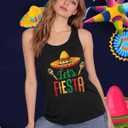 Womens Cinco De Mayo Tank Tops Mexican Graphic Shirts Fiesta Party Sleeveless Tanks Vest (Black, M)
