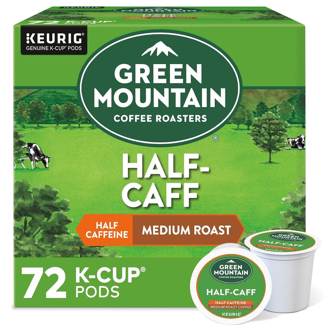 Green Mountain Coffee Roasters Half Caff Keurig Single-Serve K-Cup pods, Medium Roast Coffee, 72 Count (EXP 05/14/28)
