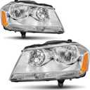 ELH Headlight Assembly Fit For 2008-2014 Dodge Avenger 2008 2009 2010 2011 2012 2013 2014 08 09 10 11 12 13 14 Dodge Avenger Headlamp Avenger Chrome Housing Amber Reflector