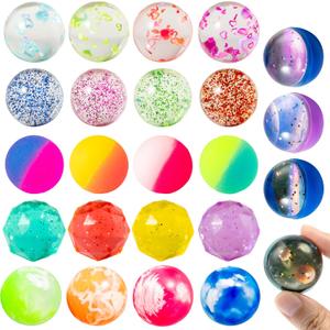 JOYIN 24 PCS Multistyle Bouncy Balls, 6 Styles 32mm Assorted Bouncy Balls Bulk with Storage Bag, Bounce Toys for Kids Party Favors Birthdays Gifts Goodie Bags Stuffers Carnival Prizes