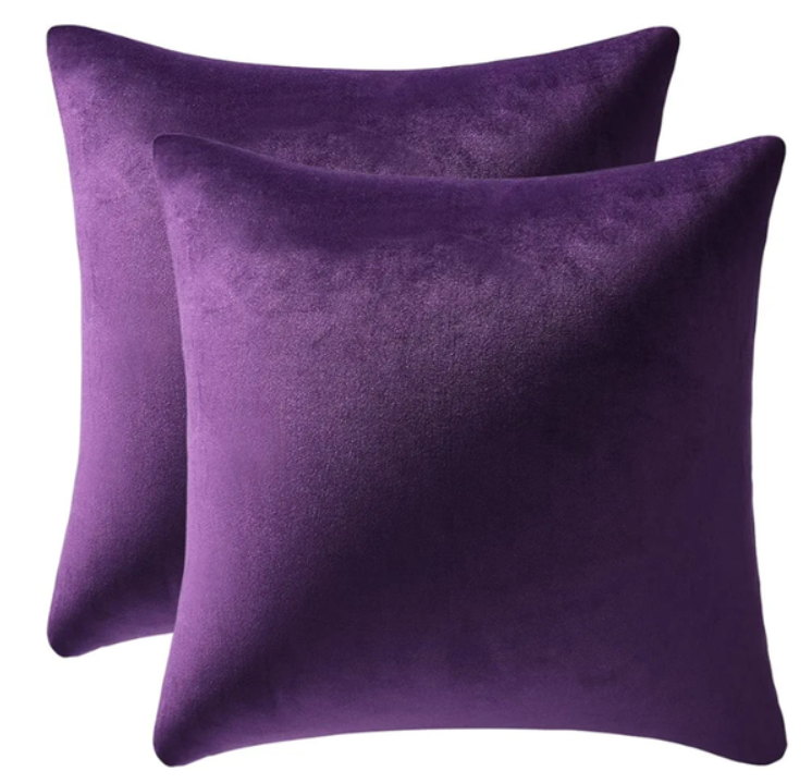Throw Pillow Covers 18x18 Purple: Pack of 2 Cozy Soft Velvet Square Modern Luxury Decorative Throw Pillow Cases for Sofa Couch Living Room Bed Home Decor
