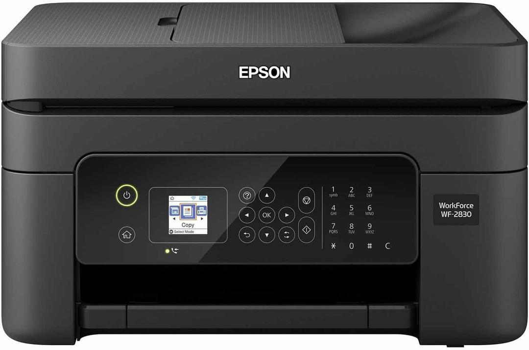 Epson Workforce WF-2830 Wireless Color Inkjet All-in-One Printer, Print Scan Copy and Fax, Automatic 2-Sided Printing, 1. 4" Color LCD, 100-sheet Paper Tray, Wi-Fi Direct Connectivity, Black