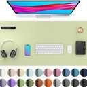 Aothia Leather Desk Pad Protector, Mouse Pad, Office Desk Mat, Non-Slip PU Leather Desk Blotter, Laptop Desk Pad, Waterproof Desk Writing Pad for Office and Home (Grass Green, 36" x 17")