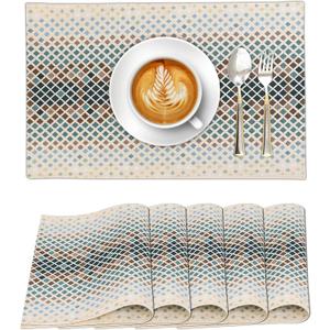 Ruvanti Placemats 100% Cotton 13x19 Inch, Dining Table Placemats Set of 6, Modern Place Mats for Dining Table Decor, Kitchen & Table Linens, Coffee Mat for Christmas Dinners - Faded