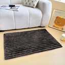 Gray Faux Fur Striped Plush Area Rug for Bedroom Living Room Sofa,3'x5' Fluffy Shaggy Rectangular Square Rug for Kids Teen Girls Room,Furry Carpet Rug for Nursery Baby Room (Grey)