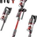Cordless Vacuum Cleaners, 85,000PRM Wireless Vacuum Cleaner, Powerful Stick Vacuum, Rechargeable Cordless Vacuums for Home with 2 Adjustable Modes (Deep Red)