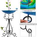 DREAMSOUL 20" Dia Bird Bath Stand Metal Birdbath with Folding Bracket, 2 in 1 Hummingbird Deep Bird Bath for Outside