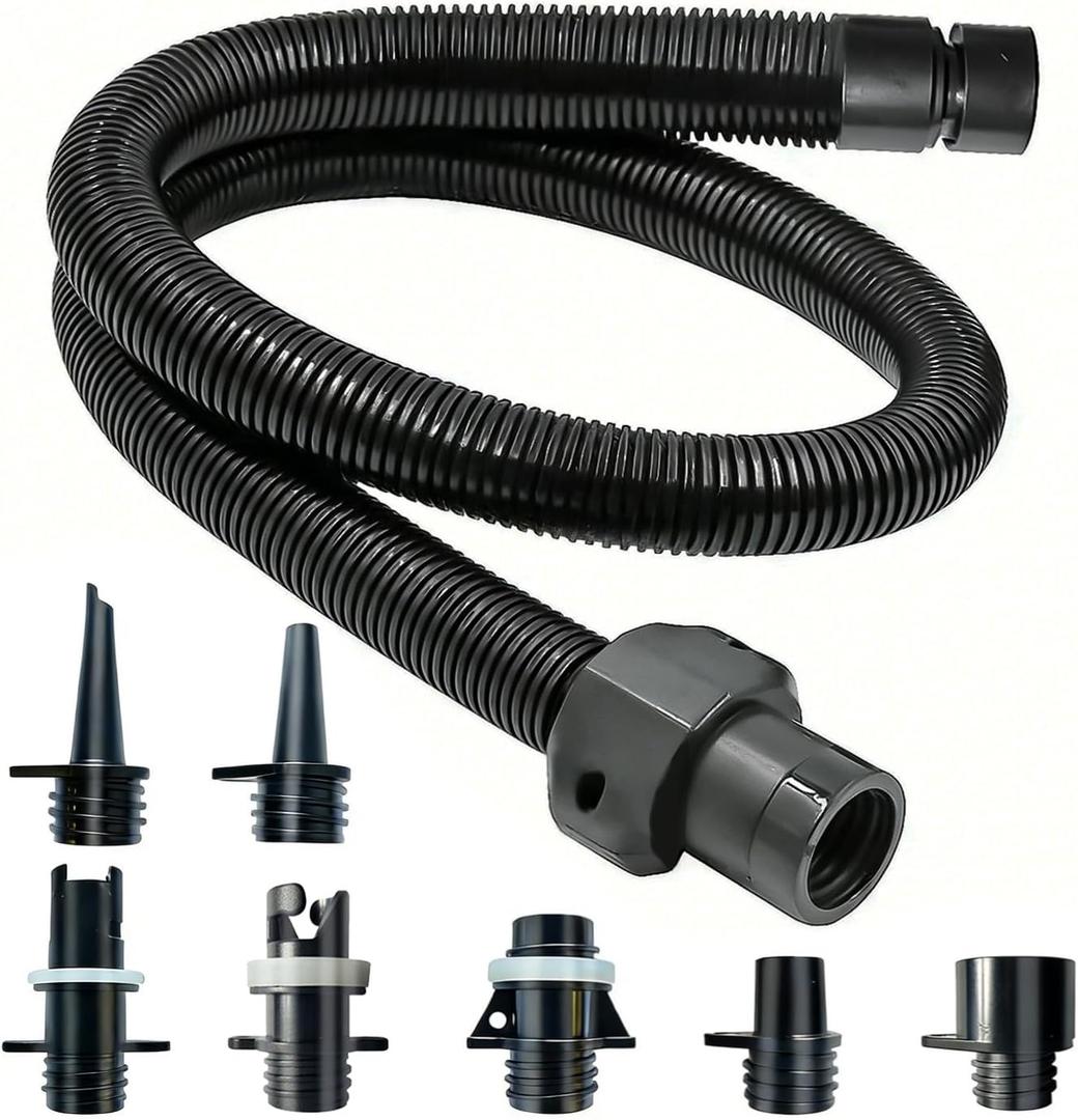 Paddle Board Pump Adapter Hose, Universal Sup Pump Adaptor Hose with 7 Air Valve Nozzles Fits for Most Sup Pump, Swivel Threaded Connector, Inner Diameter 0.9inch