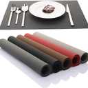 ME.FAN Silicone Placemats [17.7''x12.6''] Heat-Resistant Thicken Non-Slip Tablemats Non-Skid Table Mats Set of 4 (Dark Gary)