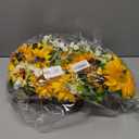 Sunflower Arrangement Centerpiece Table Decorations,Sunflowers Daisy and Berry Green Leaf Floral Artificial Flowers with Wood Tray for Dining Table Coffee Table Farmhouse Room Mantel Dcor (Yellow)