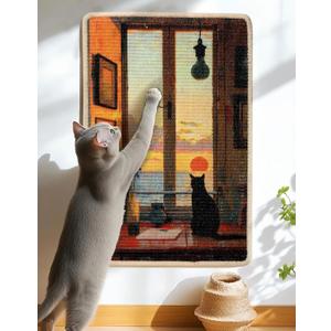3-in-1 Sisal Cat Scratcher Mat 23.6x15.7  Durable Scratch Rug for Floor & Wall with Sticker Tape, Protects Couch, Carpet & Furniture, Anti-Slip, Pet-Safe for Indoor/Outdoor Cats, Golden Afterglow