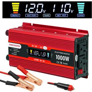 Car Power Inverter 12v to 110v 1000W/2000W(Peak) Power Inverters for Vehicles Truck Home with Dual AC Outlets and 5V USB Charging Port inversor de corriente 12v a 110v (650W)
