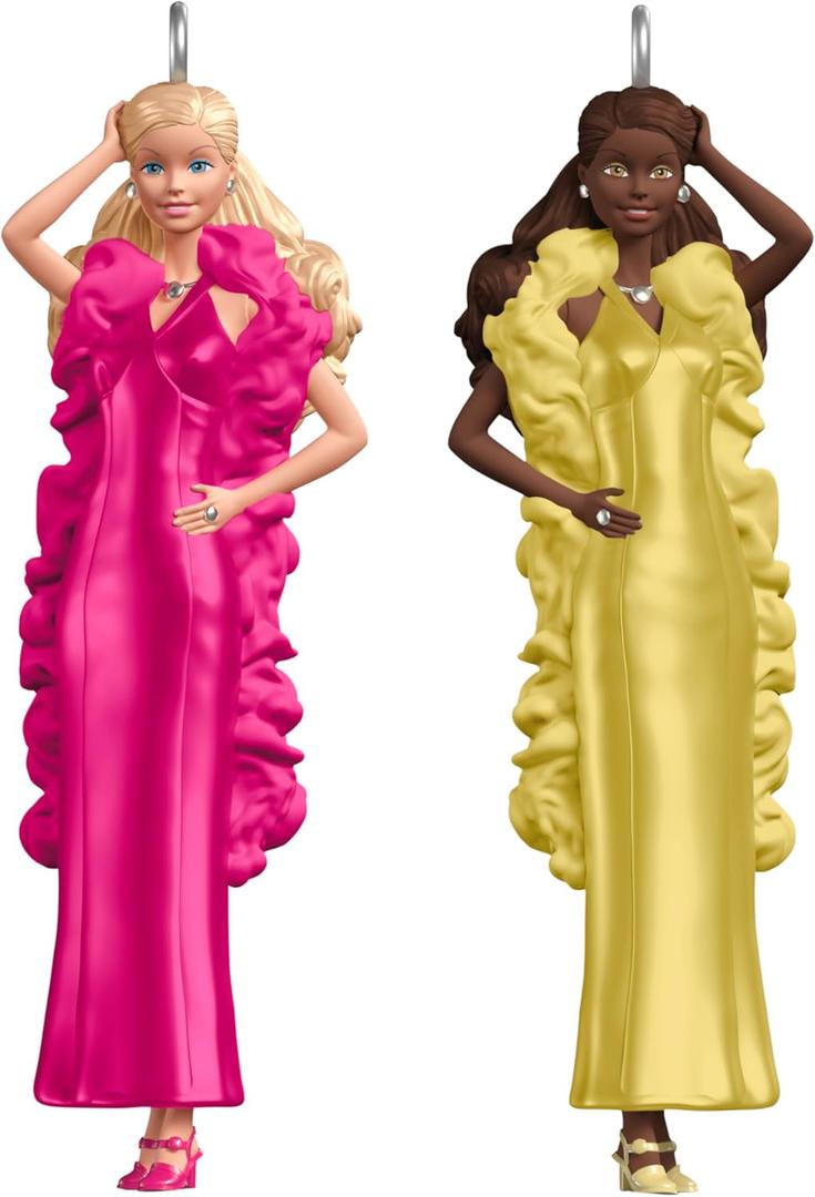 Hallmark Keepsake Mini Christmas Ornaments, Superstar Barbie and Superstar Christie, Set of 2, Gifts for Barbie Fans