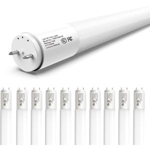 10-Pack T8 LED Bulbs 4 Foot, LED Fluorescent Tube Replacement, 4ft LED Tube Light 3500K Daylight, Ballast Bypass, High Lumen, Energy Efficient, Single Ended Power, Frosted Lens, UL (3500k-bright White)