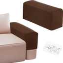 M METERXITY Couch Arm Covers, for 17.71 to 20" Length Stretch Sofa Armrest Covers Anti-Slip Armchair Slipcovers for Chairs/Couch/Recliner, Washable Furniture Armrest Protector[Coffee]
