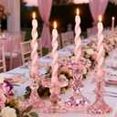 4 Pcs Baby Pink Twisted Spiral Candle Sticks, 7.47 Inch Unscented Smokeless Pink Candlesticks, Aesthetic Girly Taper Candles for Wedding Bridal Shower Baby Shower Birthday Party Dinner Table Decor