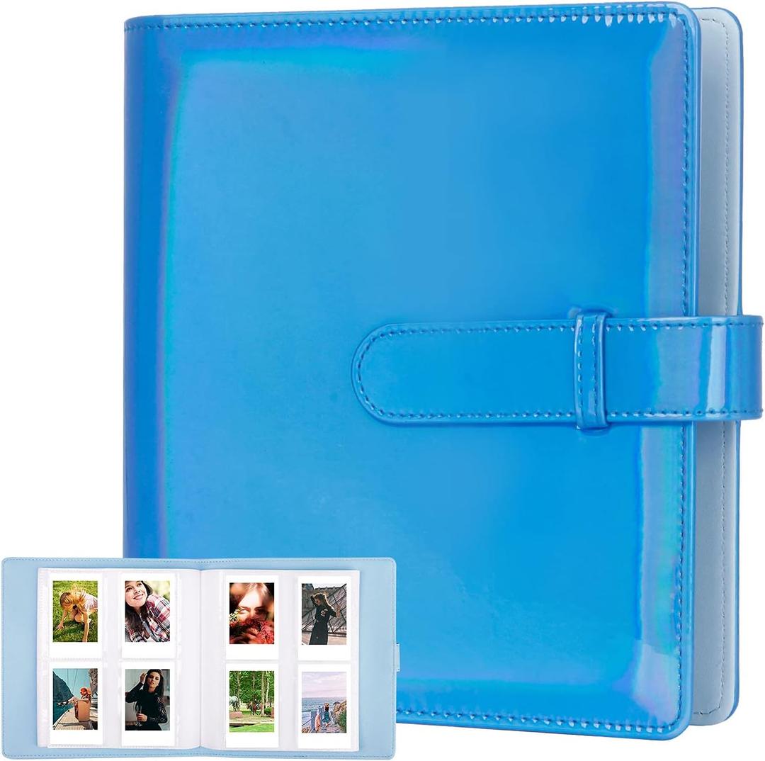 256 Pockets Photo Album for Fujifilm Instax Mini Camera, Leather Cover, Photo Album for Instax Mini 12 11 9 40 90 8 7 EVO LIPLAY Instant Camera, 2x3 Photo Albums, Magic Blue