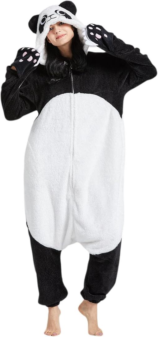 DarkCom Giant Panda Onesie Halloween Costume One Piece Unisex Adult Pajamas Women Men Sleepwear Christmas Pajamas (Medium)