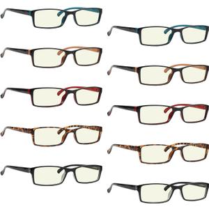 Eyekepper 10 pack Blue Light Blocking Reading Glasses Computer Readers for Women +0.00