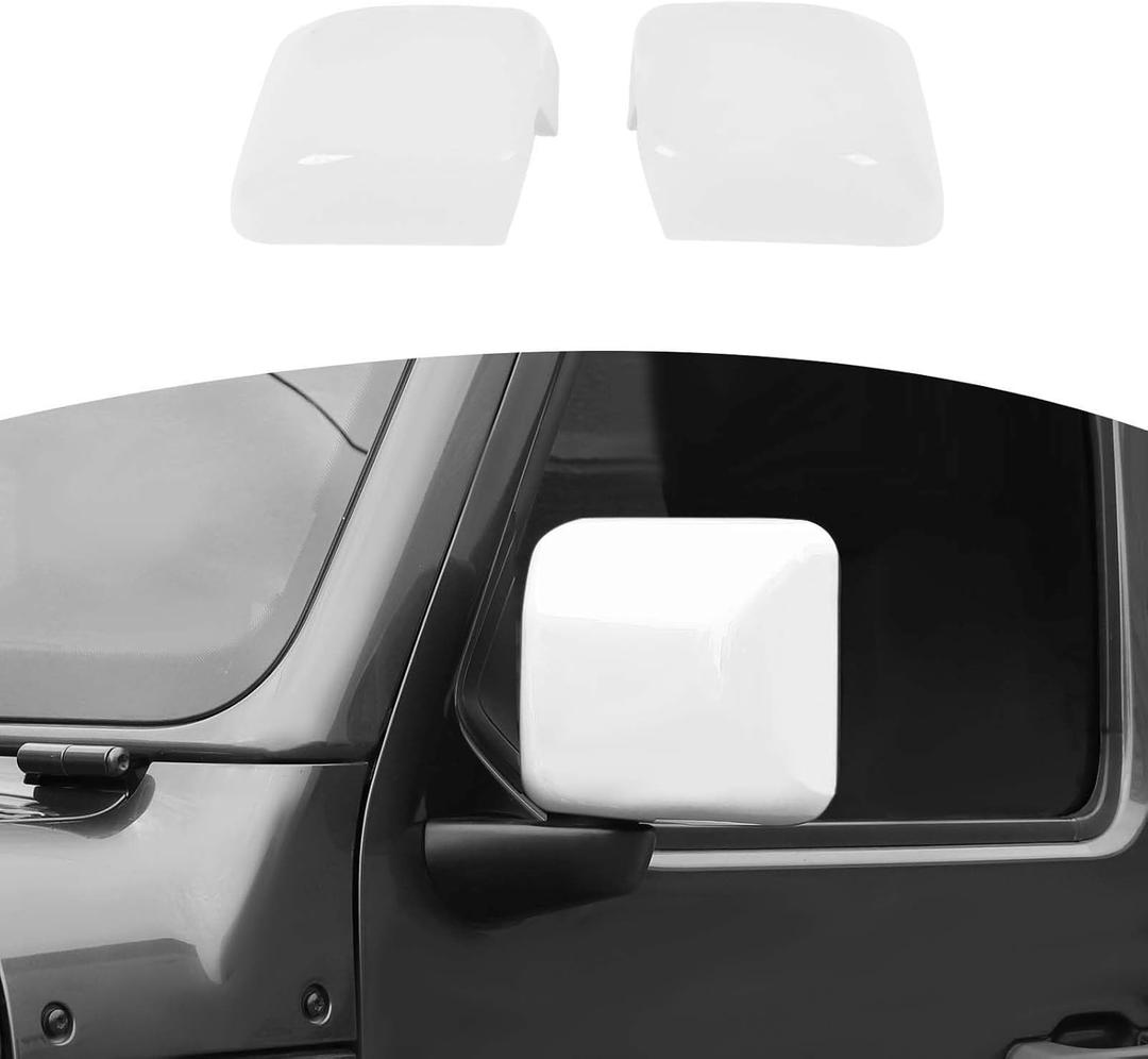 RT-TCZ for Jeep JL Side Mirror Cover Trim White for Jeep Wrangler JL JLU 2018-Present for Gladiator JT 2020-Present White Exterior Accessories 2pcs