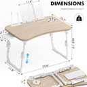 Lap Desk for Bed Adjustable Height, Foldable Bed Table with Storage Drawer, Tablet Slot & Cup Holder, Portable Laptop Stand for Bed & Sofa, Bed Desk for Adults & Kids, Glacier