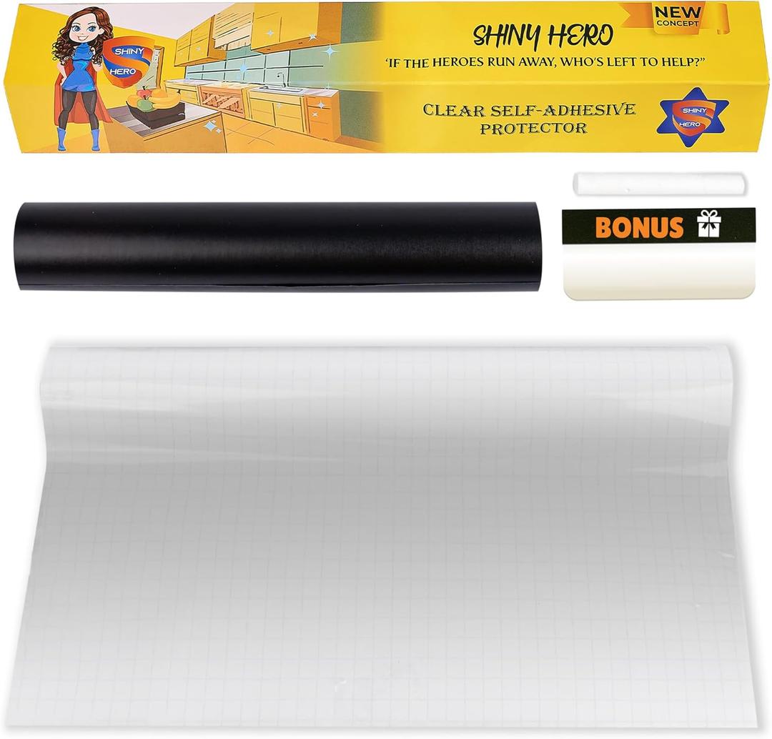 Clear Contact Paper Wall Protector - Self Adhesive Removable Film Transparent Plastic Backsplash Sheet Kitchen Oil Proof Waterproof Sticker Foil Heat Resistant Furniture Door Scratch Wallpaper Dog Cat (23.6"W x 118"L)