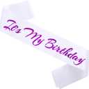 It's My Birthday Sash, Purple Letter White Birthday Sash for Women or Girls Bday Party Supplies, Gifts for Bday Party Favors