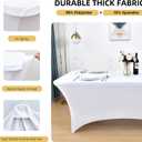 6-Pack 6ft White Spandex Table Covers for Rectangle Standard Folding Tables - Wrinkle Resistant Stretch Tablecloths - Ultimate Fitted Table Protector for Parties, Trade Shows, Wedding