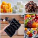 Ice Cube Tray with Lid, Ice Trays for Freezer, 2 Pack 30 Cubes, Silicone Square Ice Molds for Whiskey,Cocktails and Daily Drinks, BPA Free Easy Release, Includes Ice Cube Tongs