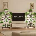 Plant Stand Indoor with 4 Grow Lights - 63" Tall Plant Shelf- 8 Tiered Corner Plant Flower Stands Display Shelves for Home, Patio (Brown)