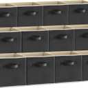 Lifewit 12 Packs Storage Cubes, 11 Inch Cube Storage Bins, Foldable Decorative Fabric Storage Baskets for Organizing Home Organizers with Handles for Shelves, Closet, Beige