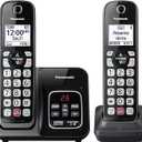 Panasonic Cordless Phone with Answering Machine, Advanced Call Block, Bilingual Caller ID and HighContrast Display, Expandable System with 2 Handset Cordless Telephones  KXTGD832M (Metallic Black)