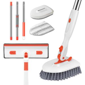 SetSail Floor Scrub Brush, 4-in-1 Tile Tub Floor Scrubber with Adjustable Long Handle Shower Cleaner Brush Comes with Window Scrubber for Cleaning Bathroom Kitchen Walls Tub Tile, Orange SetSail Floor Scrub Brush, 4-in-1 Tile Tub Floor Scrubber with Adjustable Long Handle Shower Cleaner Brush Comes with Window Scrubber for Cleaning Bathroom Kitchen Walls Tub Tile, Orange