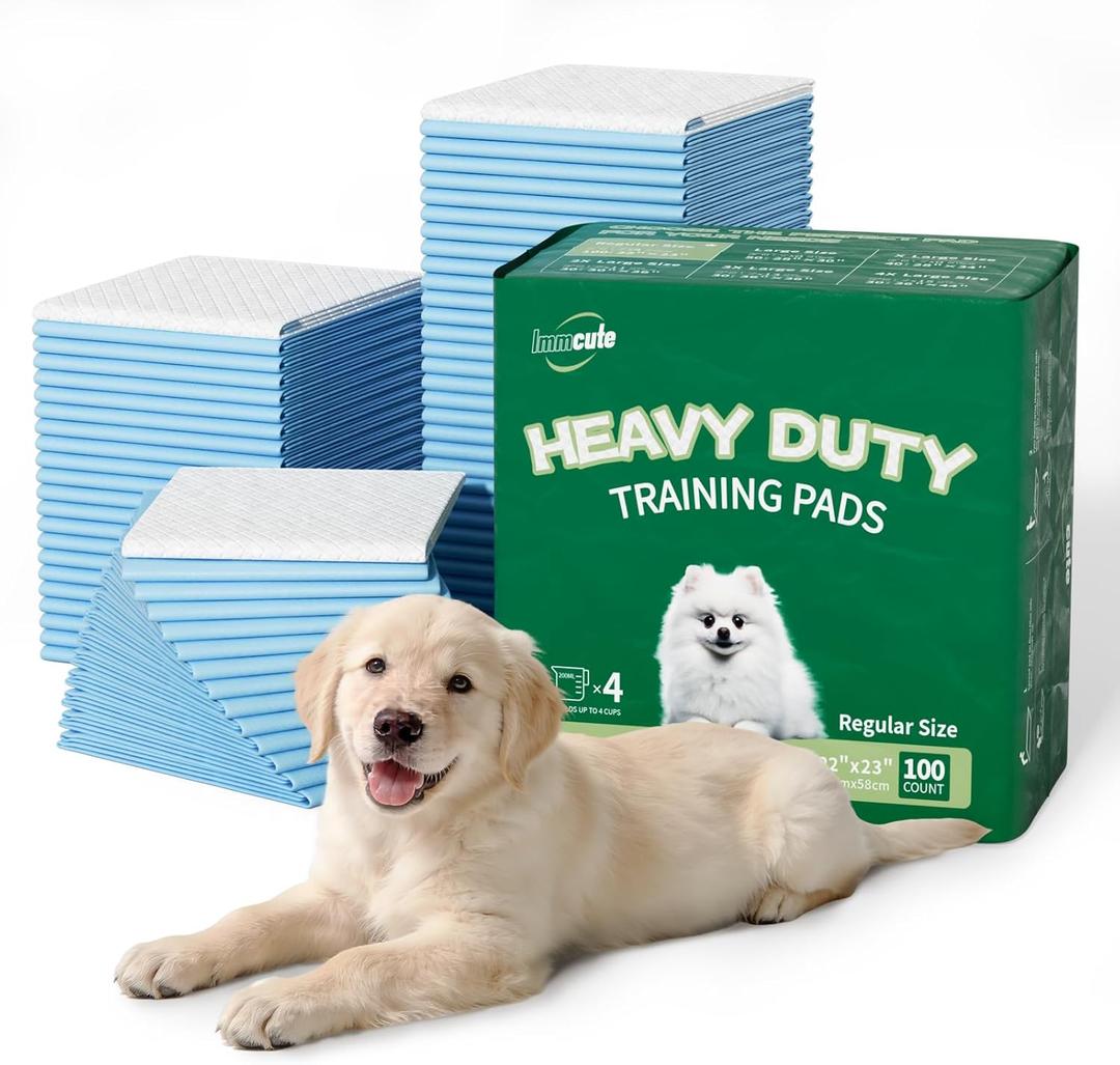 IMMCUTE 100 Count Premium Puppy Pads, 22"x23" Dog Pee Pads  Ultra-Soft Heat-Sealed, 6-Layer Leak-Proof & Super Absorbent Potty Training Pads for Dogs, Cats, Pets | Crate Training & Indoor Use, Blue