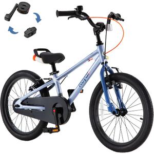 RoyalBaby EZ Pro Kids Bike Lightweight Aluminum 18 Inch Balance Pedal Bicycle Beginners Easy Learning Boys Girls 5-8 Years, Blue