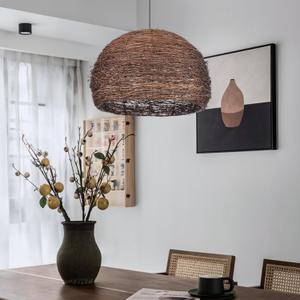 Arturesthome Boho Pendant Light Fixture Woven Chandelier Wicker Pendant Lighting for Kitchen Living Room Bedroom Entryway Hallway Foyer W 19.6*H 12.9