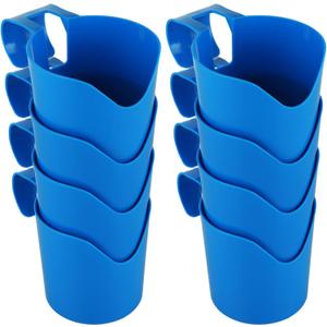 8 Pack Pool Cup Holders Poolside Cup Holder for Above Ground Pools Only Fits 2 Inch Or Less Round Top Bar Strong and Durable Easy to Clip on Pool