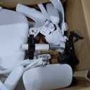 Efomao Big and Tall Office Chair 450LBS with Foot Rest, High Back PU Leather Executive Office Chair with Adjustable Padded Armrests, Lumbar Support for Home or Work, Heavy Duty Computer Chair, White