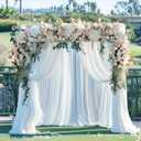Gallety White Backdrop Curtain for Wedding, Photo Backdrop Curtains for Bridal Shower Decorations - 10FT x 10FT White Curtain with Rod Pockets for Celebration, Birthday Parites, Graduations Decor (W5' x H10'(2 panels))