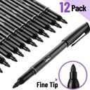 Mr. Pen- Permanent Markers, 12 Pack, Black, Fine Tip, Black Markers, Fine Tip Markers
