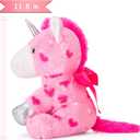 Stuffed Unicorn Animal Love Plush Toy with Hearts and Bow for Valentine,Soft Small 11.8" Sweet Plushie,Gifts for Girls