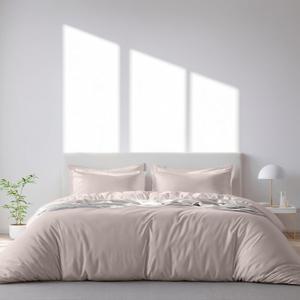 Classic White & Beige King Size Duvet Cover Set - Microfiber, Zipper Closure, Includes 1 Comforter Cover & 2 Pillow Shams