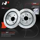 A-Premium 12.01 Inch (305mm) Rear Drilled and Slotted Disc Brake Rotors