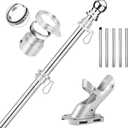 No Tangle Flag Pole Kit, 6ft Flag Pole for Outside House, Stainless Steel 1" Flagpole with Tangle Free Aluminum Flag Rings and Holder Mounting Bracket, 1 inch Flag Poles for 3x5 Flags Outdoor, 6 ft