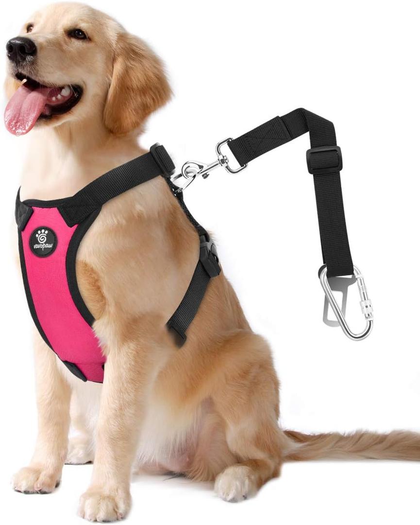 Dog Seat Belt, Safety Vest Dog Car Harness with Adjustable Buckle Dog Seat Belt for Vehicle Nylon Pet Safety Seat Belts Heavy Duty(XL, Magenta) (XL (Chest: 24.4-34.7", Neck: 18.9-29.1"))