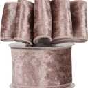 2 x HUIHUANG Dusty Rose Velvet Wired Ribbon 2-1/2", Dusty Pink and White Velvet Wire Ribbon for Christmas Tree, Bows, Wreaths, Gift Wrapping, Garland, Home Decor, Crafts-Continuous 10 Yards/Roll